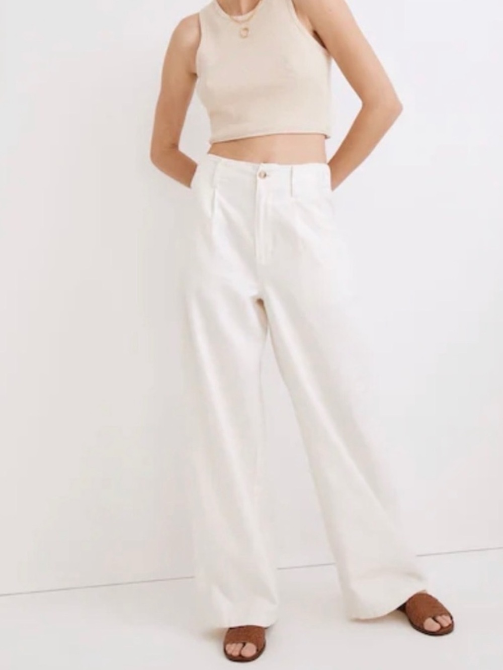 Madewell Cream Wide-Leg Pants